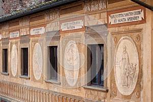 Frescoes on the facade of the BishopÃ¢â¬â¢s Seminary, San Miniato, photo